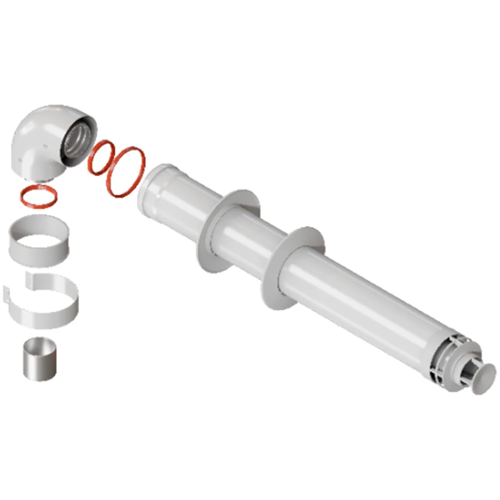 ROMMER RCA-6010-210900 Комплект дымохода СТАНДАРТ 60/100 - 900мм (Baxi (кроме ECO Nova/Classic), Ariston, Vaillant, Viessmann, Kiturami, Mizudo, Beretta, Oasis, Wolf, Haier, Tiberis, DeDietrich, Arderia ) хомут в ко