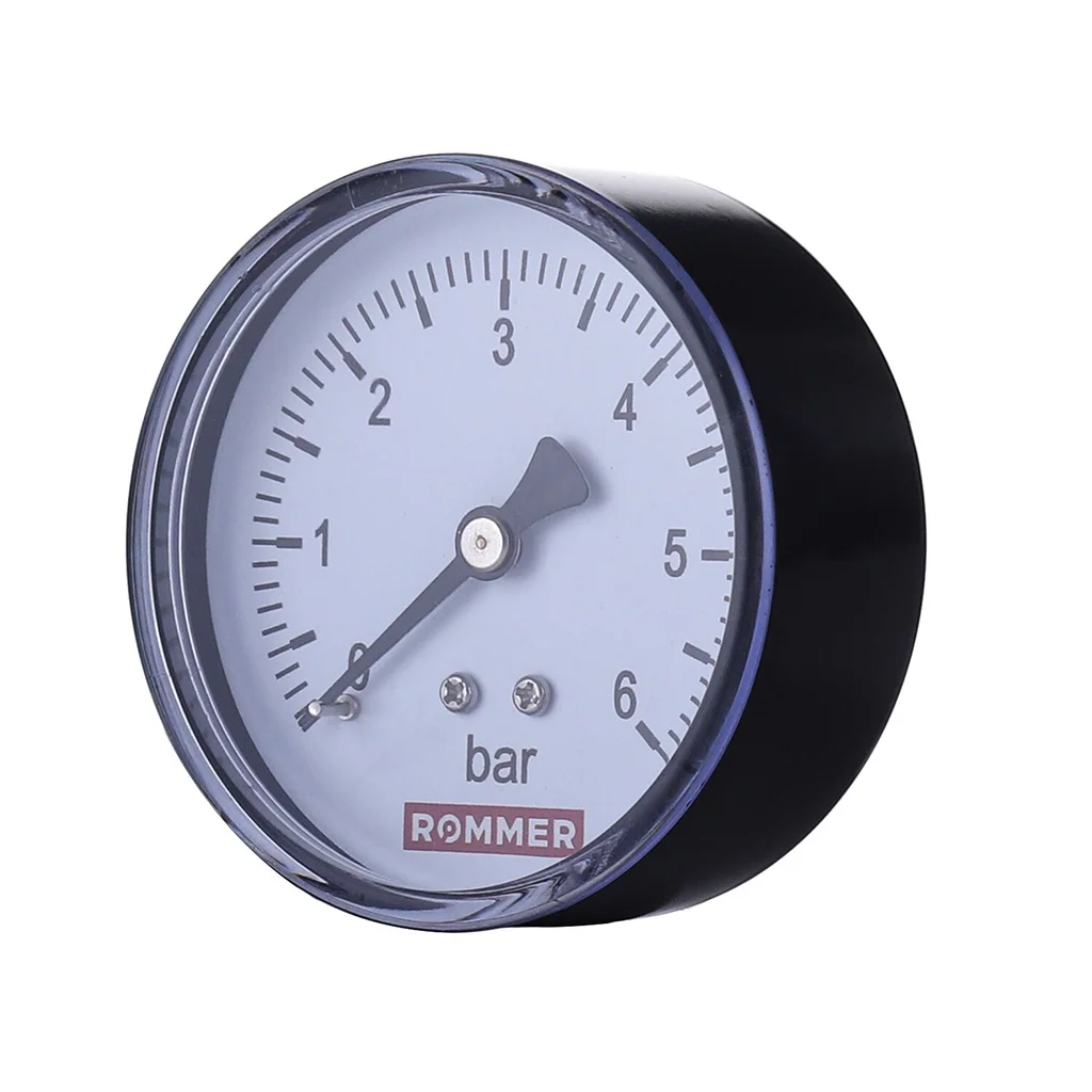 RIM-0009-630608 Манометр ROMMER аксиальный. Корпус Dn 63 мм 1/4 , 0...6 бар, кл.2.5