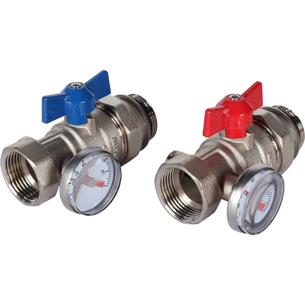 ROMMER RMS-1001-030001 ROMMER Комплект прямых шаровых кранов с термометрами 1” ROMMER RMS-1001-030001 ROMMER Комплект прямых шаровых кранов с термометрами 1”