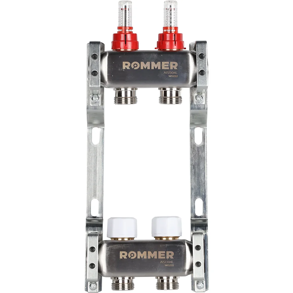 ROMMER RMS-1200-000002 ROMMER Коллектор из нержавеющей стали с расходомерами 2 вых. ROMMER RMS-1200-000002 ROMMER Коллектор из нержавеющей стали с расходомерами 2 вых.