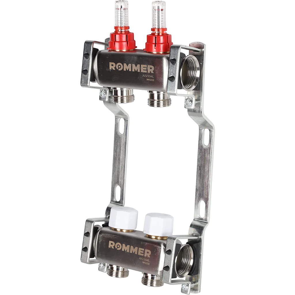 ROMMER RMS-1200-000002 ROMMER Коллектор из нержавеющей стали с расходомерами 2 вых. ROMMER RMS-1200-000002 ROMMER Коллектор из нержавеющей стали с расходомерами 2 вых.