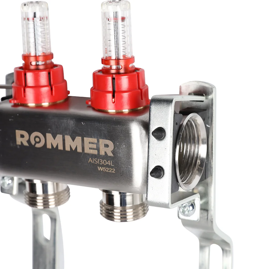 ROMMER RMS-1200-000002 ROMMER Коллектор из нержавеющей стали с расходомерами 2 вых. ROMMER RMS-1200-000002 ROMMER Коллектор из нержавеющей стали с расходомерами 2 вых.