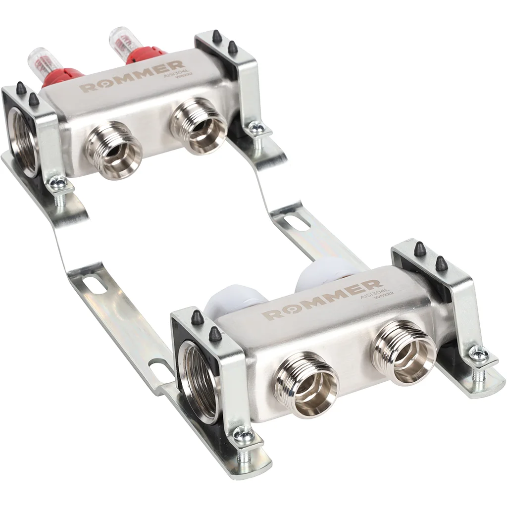 ROMMER RMS-1200-000002 ROMMER Коллектор из нержавеющей стали с расходомерами 2 вых. ROMMER RMS-1200-000002 ROMMER Коллектор из нержавеющей стали с расходомерами 2 вых.