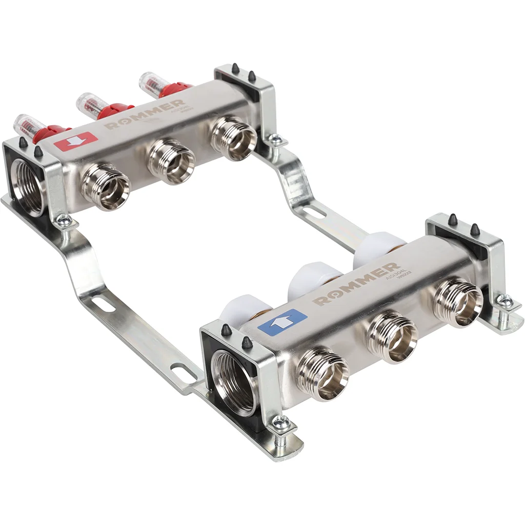 ROMMER RMS-1200-000003 ROMMER Коллектор из нержавеющей стали с расходомерами 3 вых. ROMMER RMS-1200-000003 ROMMER Коллектор из нержавеющей стали с расходомерами 3 вых.