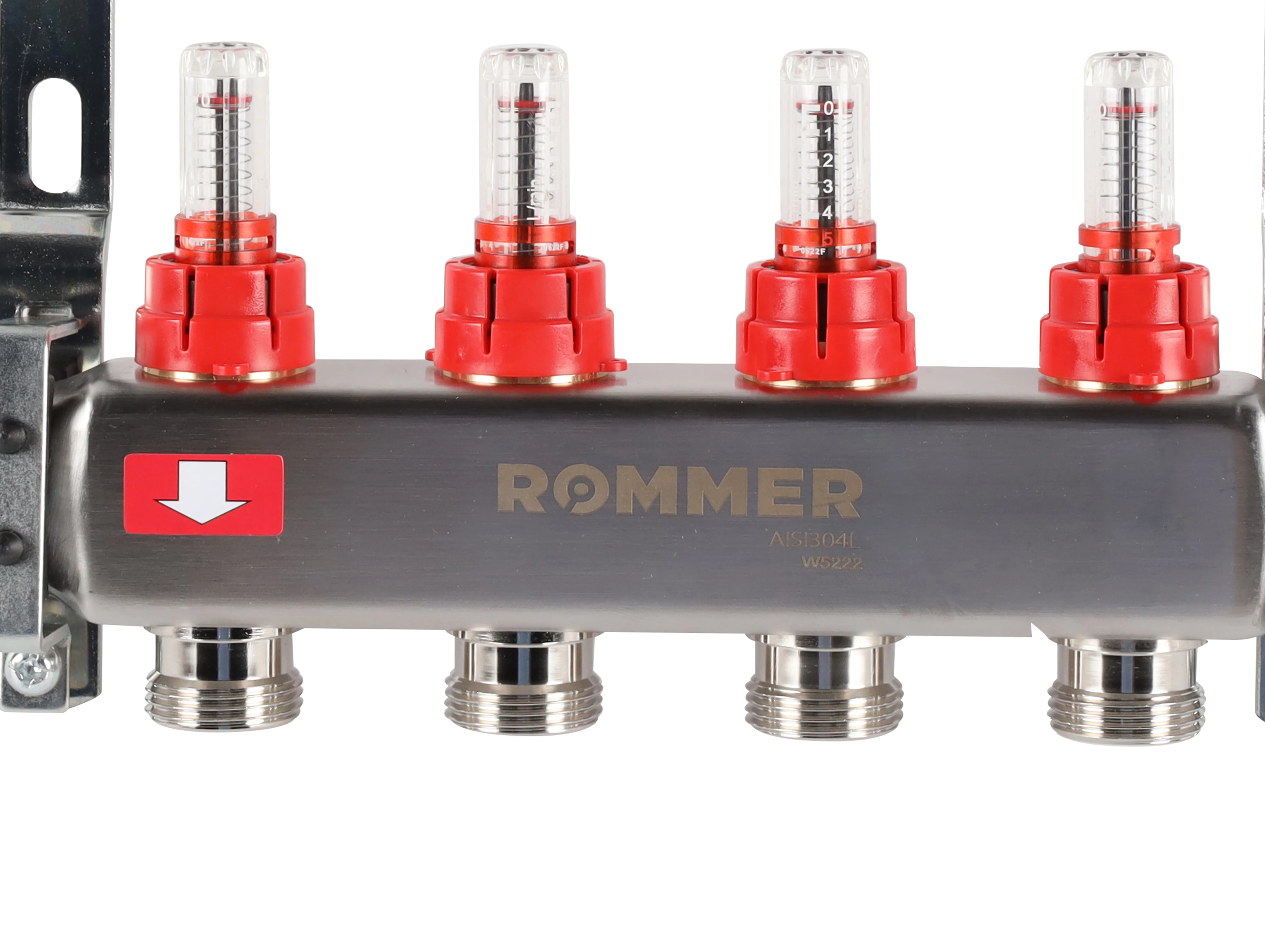 ROMMER RMS-1200-000004 ROMMER Коллектор из нержавеющей стали с расходомерами 4 вых. ROMMER RMS-1200-000004 ROMMER Коллектор из нержавеющей стали с расходомерами 4 вых.