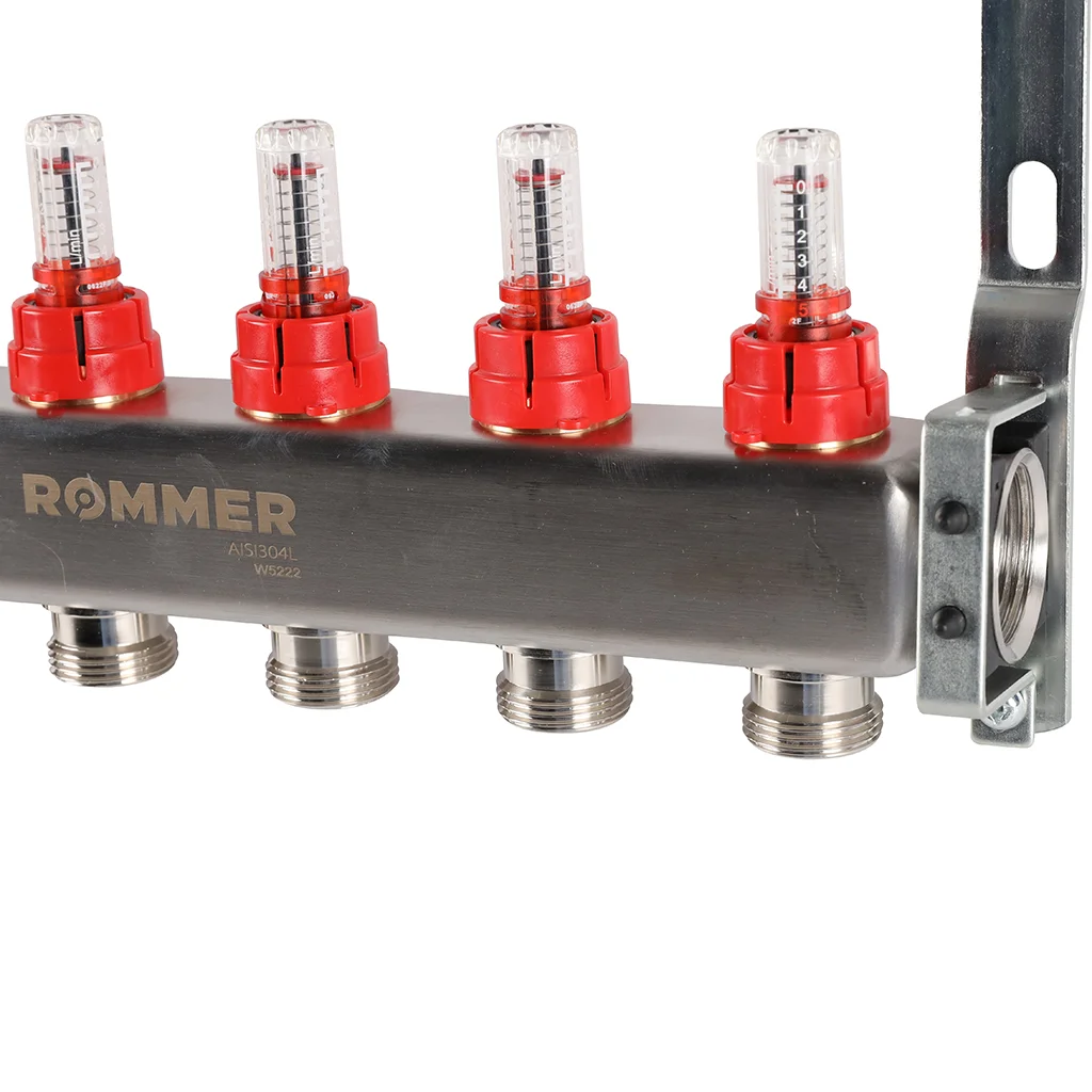 ROMMER RMS-1200-000006 ROMMER Коллектор из нержавеющей стали с расходомерами 6 вых. ROMMER RMS-1200-000006 ROMMER Коллектор из нержавеющей стали с расходомерами 6 вых.