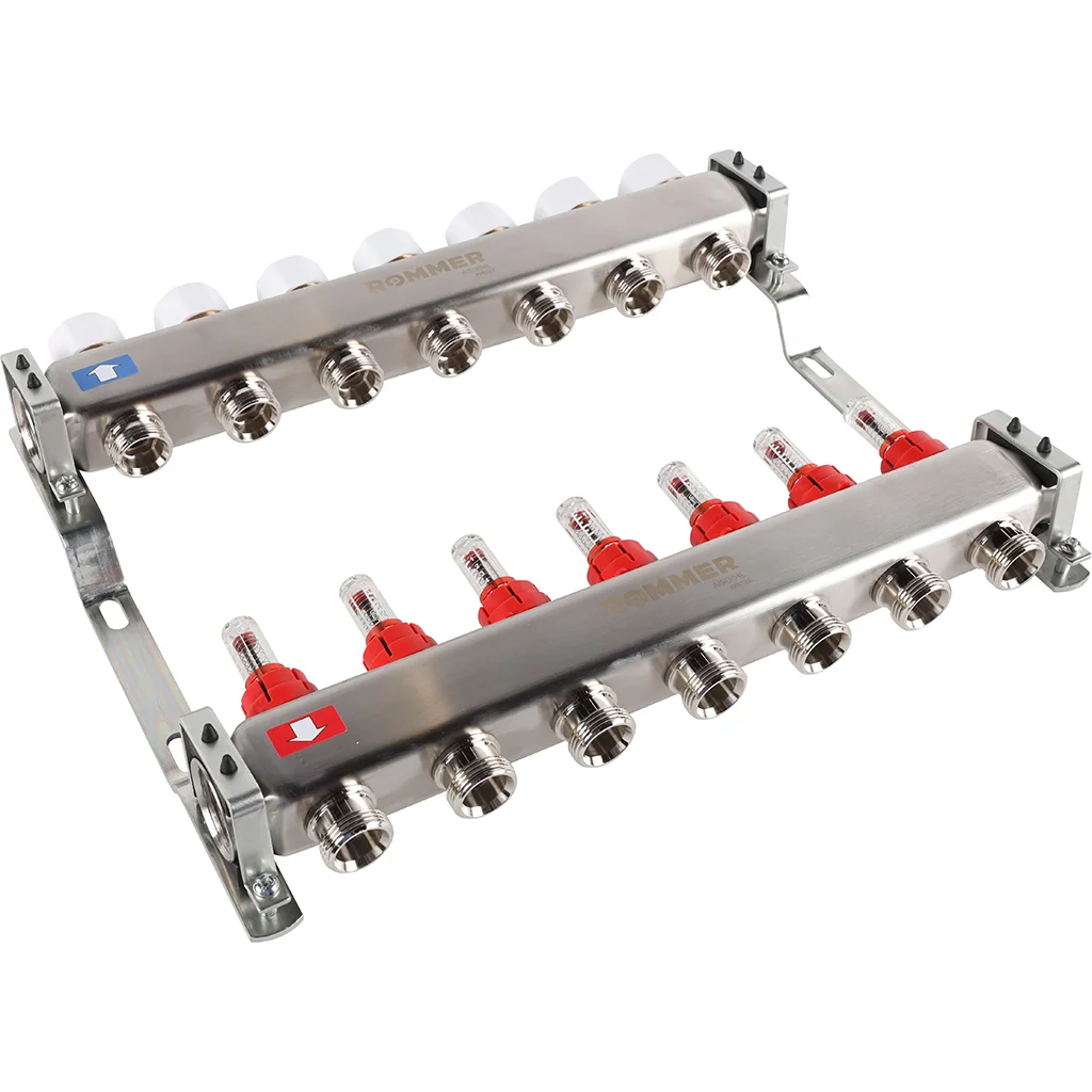 ROMMER RMS-1200-000007 ROMMER Коллектор из нержавеющей стали с расходомерами 7 вых. ROMMER RMS-1200-000007 ROMMER Коллектор из нержавеющей стали с расходомерами 7 вых.