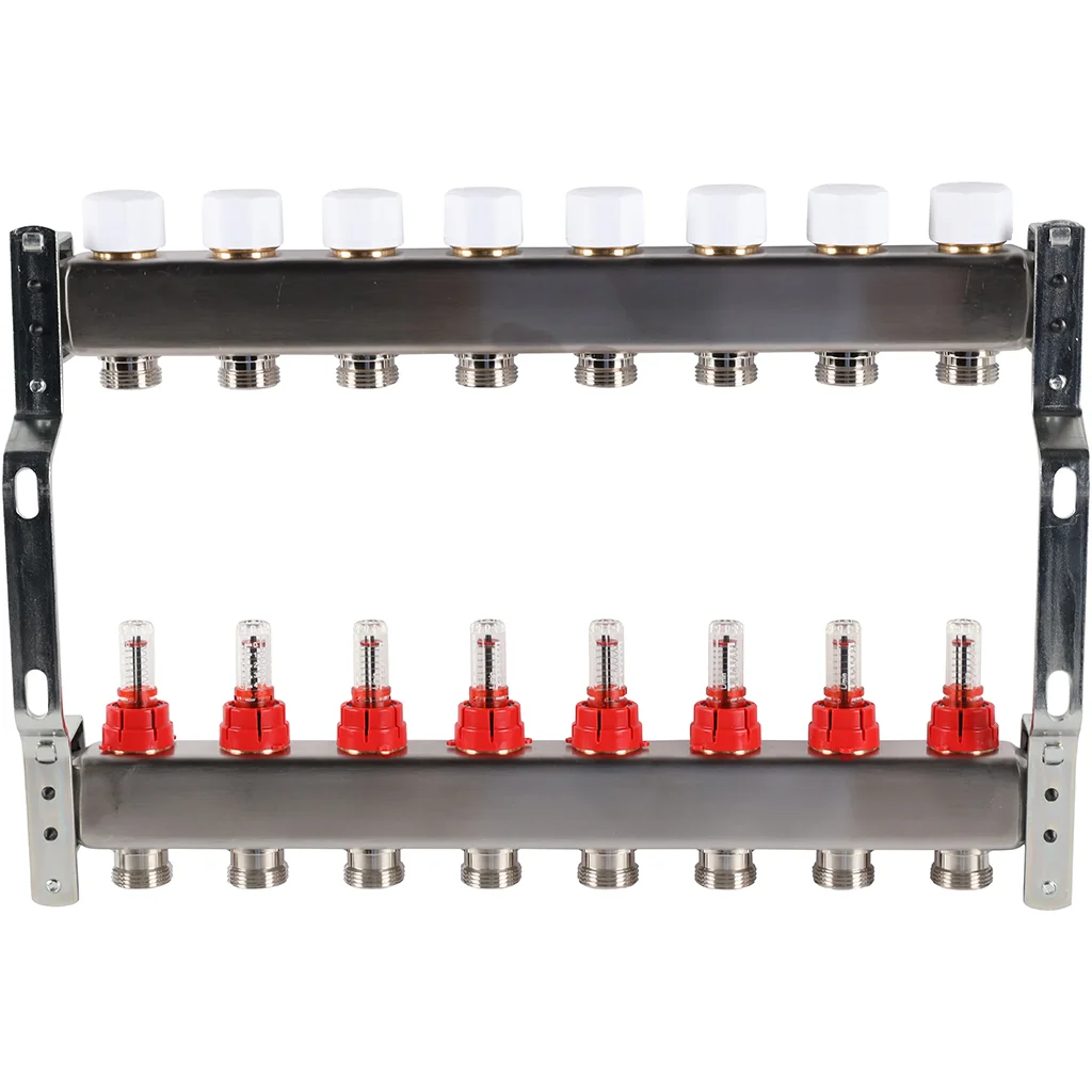 ROMMER RMS-1200-000008 ROMMER Коллектор из нержавеющей стали с расходомерами 8 вых. ROMMER RMS-1200-000008 ROMMER Коллектор из нержавеющей стали с расходомерами 8 вых.