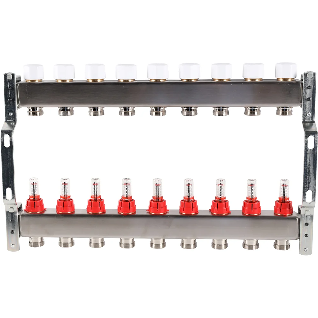ROMMER RMS-1200-000009 ROMMER Коллектор из нержавеющей стали с расходомерами 9 вых. ROMMER RMS-1200-000009 ROMMER Коллектор из нержавеющей стали с расходомерами 9 вых.