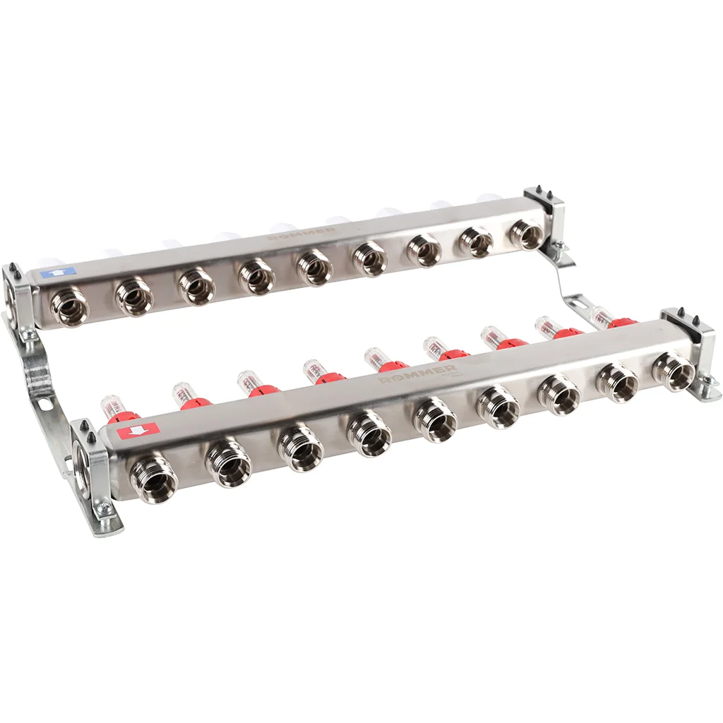 ROMMER RMS-1200-000009 ROMMER Коллектор из нержавеющей стали с расходомерами 9 вых. ROMMER RMS-1200-000009 ROMMER Коллектор из нержавеющей стали с расходомерами 9 вых.