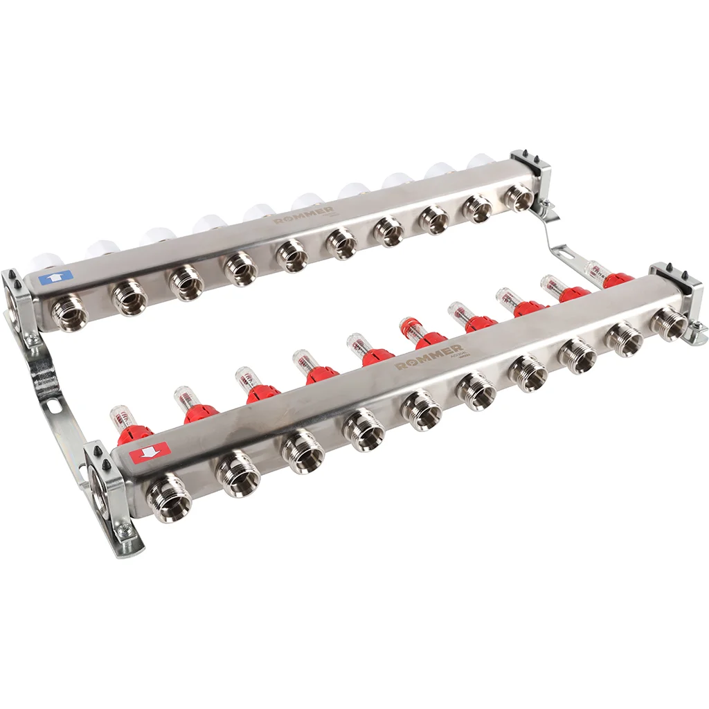 ROMMER RMS-1200-000010 ROMMER Коллектор из нержавеющей стали с расходомерами 10 вых. ROMMER RMS-1200-000010 ROMMER Коллектор из нержавеющей стали с расходомерами 10 вых.
