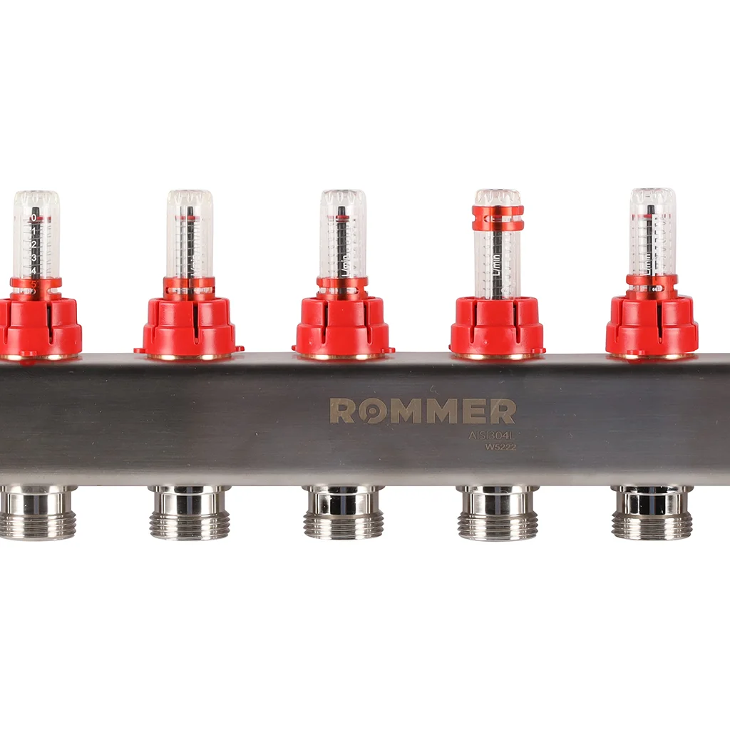 ROMMER RMS-1200-000010 ROMMER Коллектор из нержавеющей стали с расходомерами 10 вых. ROMMER RMS-1200-000010 ROMMER Коллектор из нержавеющей стали с расходомерами 10 вых.