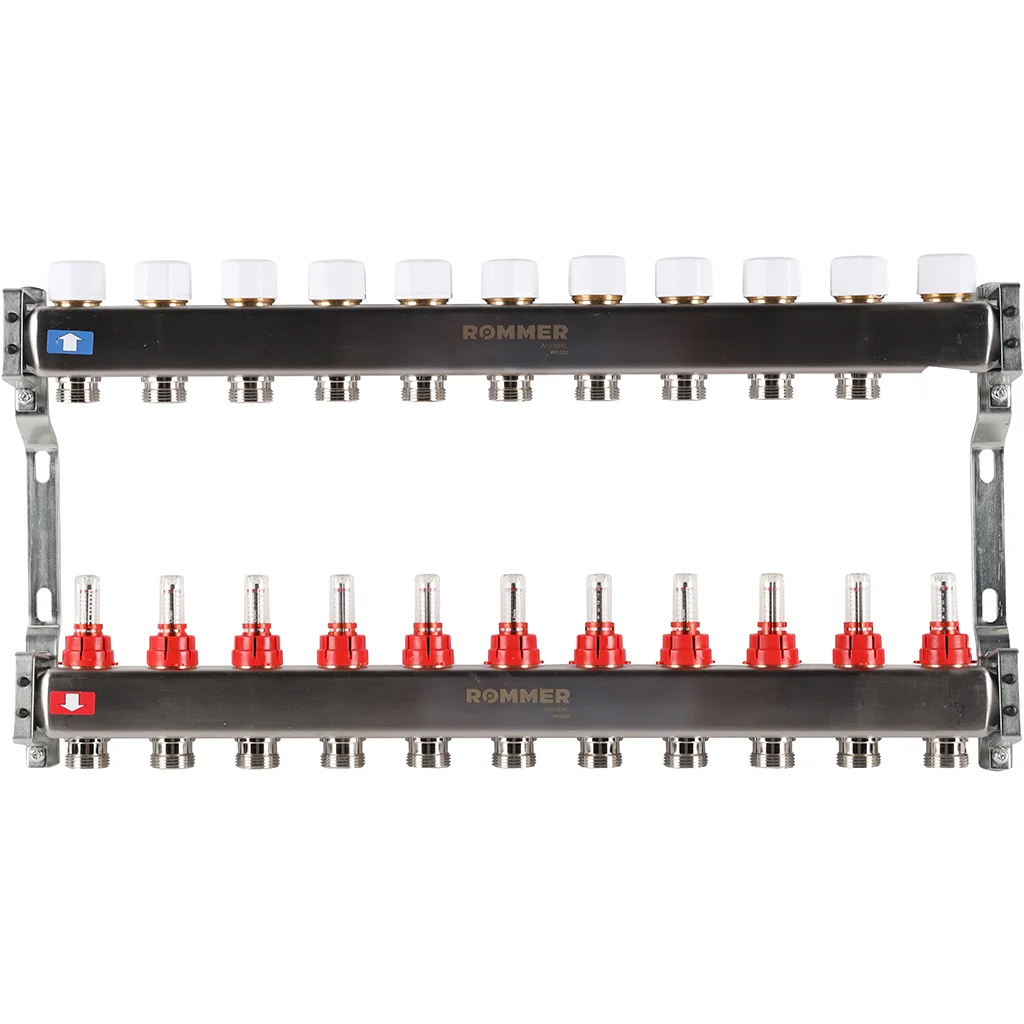 ROMMER RMS-1200-000011 ROMMER Коллектор из нержавеющей стали с расходомерами 11 вых. ROMMER RMS-1200-000011 ROMMER Коллектор из нержавеющей стали с расходомерами 11 вых.