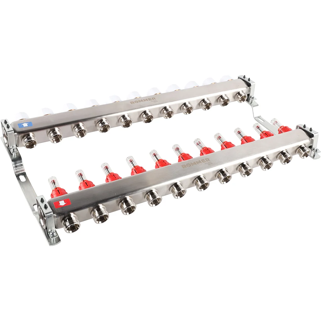 ROMMER RMS-1200-000011 ROMMER Коллектор из нержавеющей стали с расходомерами 11 вых. ROMMER RMS-1200-000011 ROMMER Коллектор из нержавеющей стали с расходомерами 11 вых.