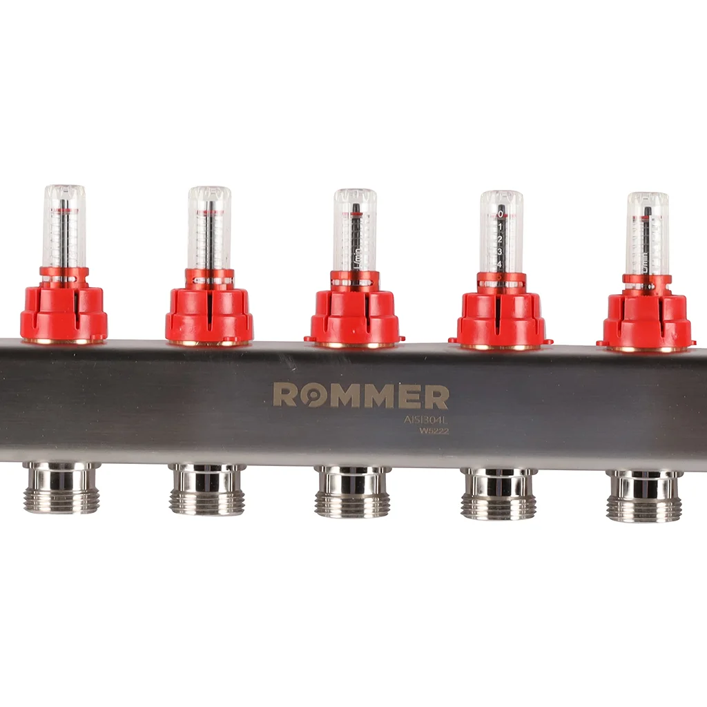 ROMMER RMS-1200-000011 ROMMER Коллектор из нержавеющей стали с расходомерами 11 вых. ROMMER RMS-1200-000011 ROMMER Коллектор из нержавеющей стали с расходомерами 11 вых.