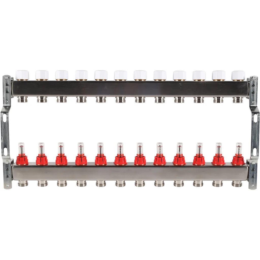 ROMMER RMS-1200-000012 ROMMER Коллектор из нержавеющей стали с расходомерами 12 вых. ROMMER RMS-1200-000012 ROMMER Коллектор из нержавеющей стали с расходомерами 12 вых.