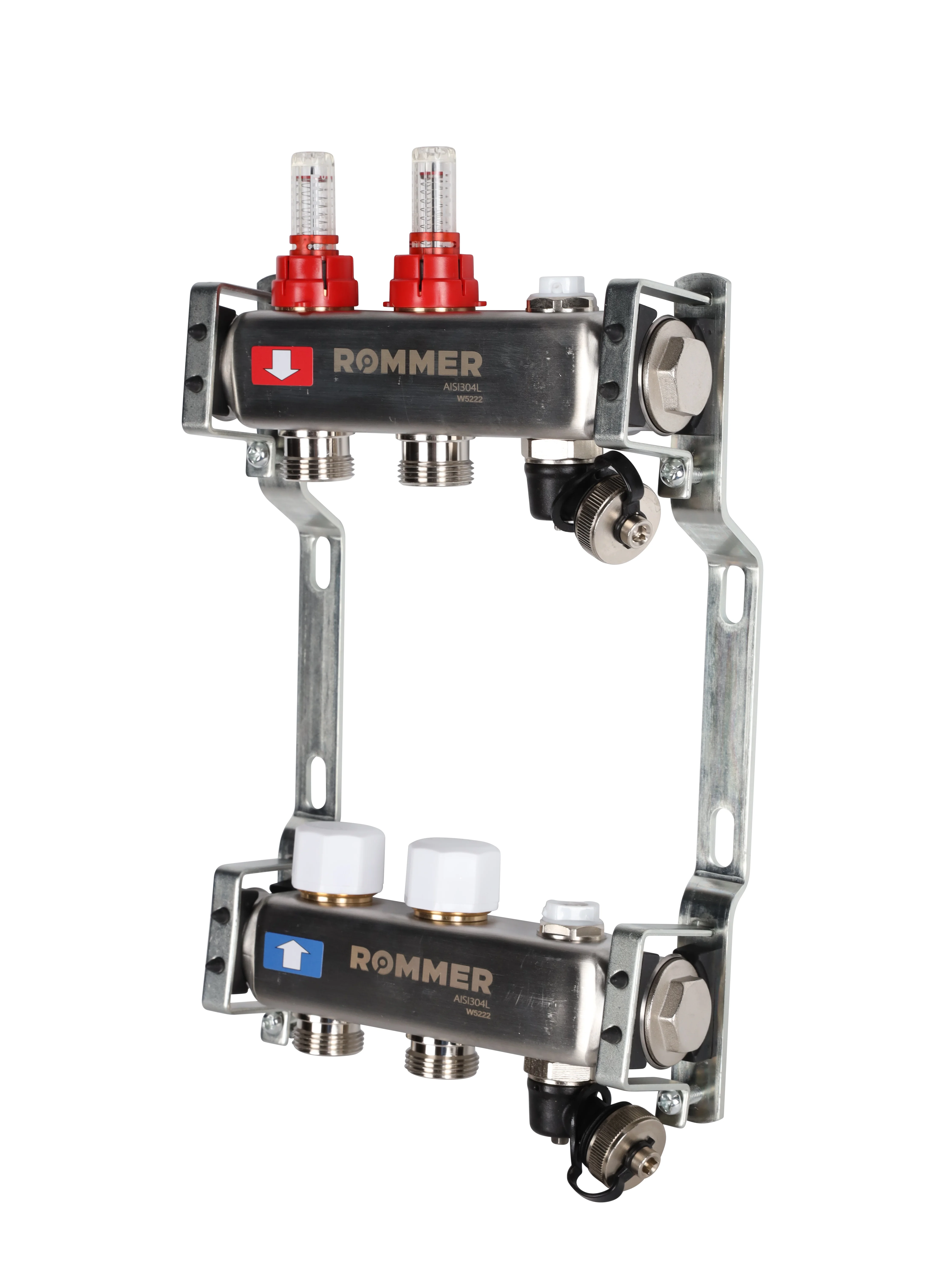 ROMMER RMS-1201-000002 ROMMER Коллектор из нержавеющей стали с расходомерами, с клапаном вып. воздуха и сливом 2 вых. ROMMER RMS-1201-000002 ROMMER Коллектор из нержавеющей стали с расходомерами, с клапаном вып. воздуха и сливом 2 вых.