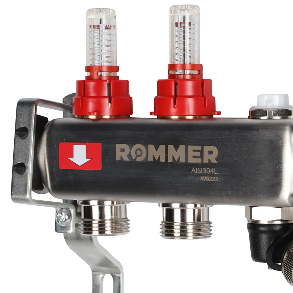 ROMMER RMS-1201-000002 ROMMER Коллектор из нержавеющей стали с расходомерами, с клапаном вып. воздуха и сливом 2 вых. ROMMER RMS-1201-000002 ROMMER Коллектор из нержавеющей стали с расходомерами, с клапаном вып. воздуха и сливом 2 вых.