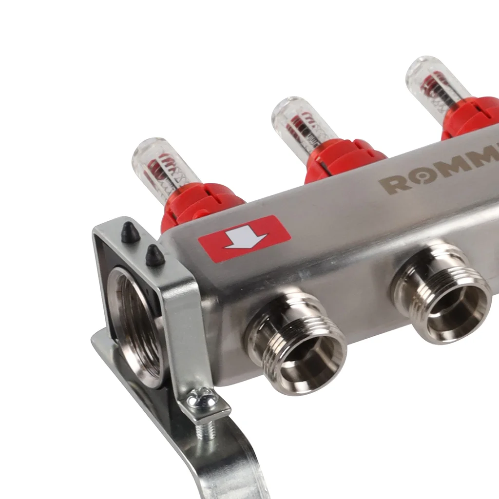 ROMMER RMS-1201-000003 ROMMER Коллектор из нержавеющей стали с расходомерами, с клапаном вып. воздуха и сливом 3 вых. ROMMER RMS-1201-000003 ROMMER Коллектор из нержавеющей стали с расходомерами, с клапаном вып. воздуха и сливом 3 вых.