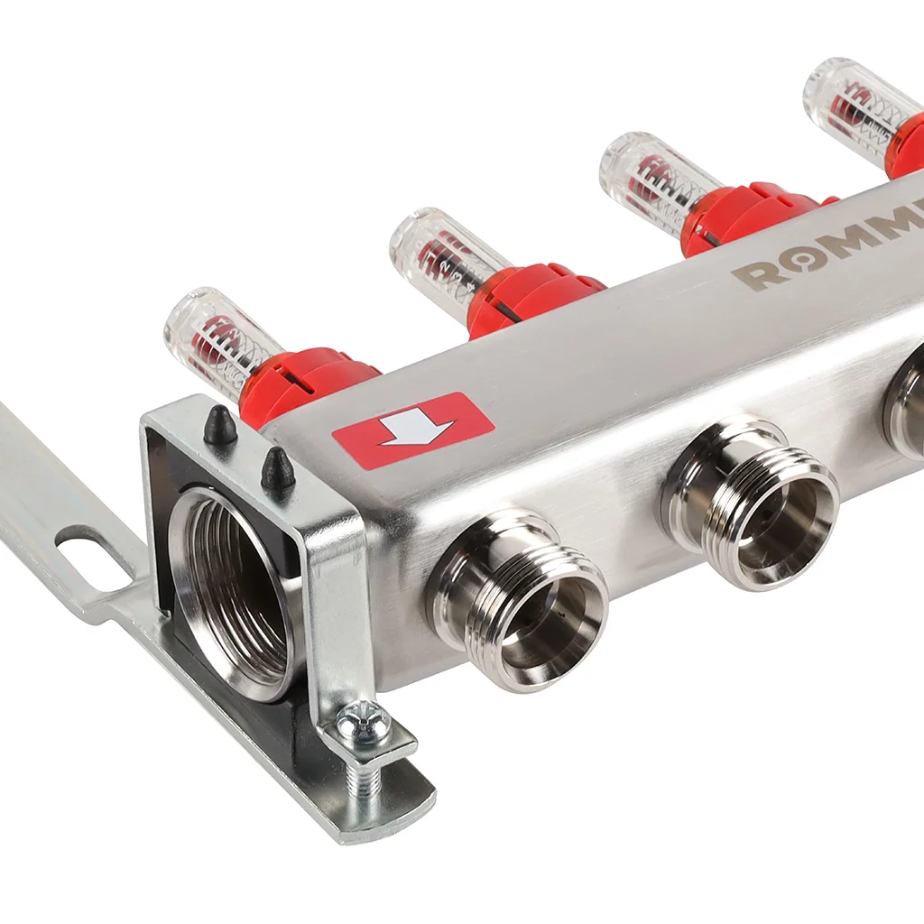 ROMMER RMS-1201-000004 ROMMER Коллектор из нержавеющей стали с расходомерами, с клапаном вып. воздуха и сливом 4 вых. ROMMER RMS-1201-000004 ROMMER Коллектор из нержавеющей стали с расходомерами, с клапаном вып. воздуха и сливом 4 вых.