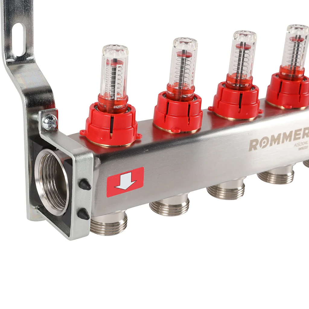 ROMMER RMS-1201-000005 ROMMER Коллектор из нержавеющей стали с расходомерами, с клапаном вып. воздуха и сливом 5 вых. ROMMER RMS-1201-000005 ROMMER Коллектор из нержавеющей стали с расходомерами, с клапаном вып. воздуха и сливом 5 вых.