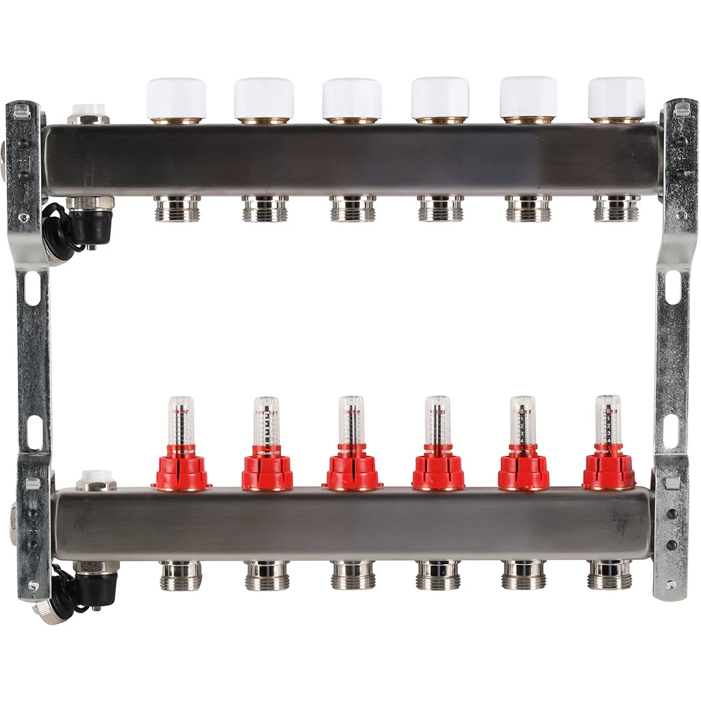 ROMMER RMS-1201-000006 ROMMER Коллектор из нержавеющей стали с расходомерами, с клапаном вып. воздуха и сливом 6 вых. ROMMER RMS-1201-000006 ROMMER Коллектор из нержавеющей стали с расходомерами, с клапаном вып. воздуха и сливом 6 вых.