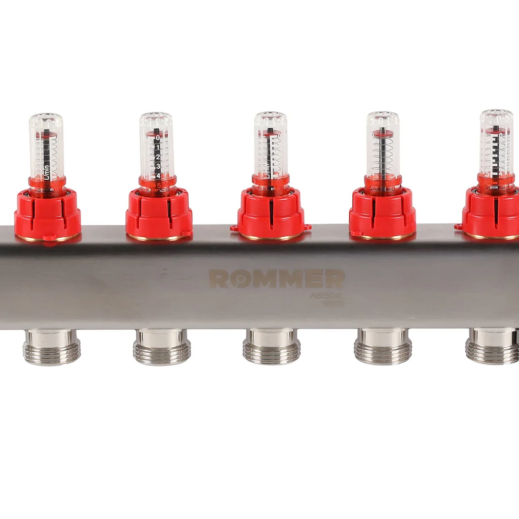 ROMMER RMS-1201-000006 ROMMER Коллектор из нержавеющей стали с расходомерами, с клапаном вып. воздуха и сливом 6 вых. ROMMER RMS-1201-000006 ROMMER Коллектор из нержавеющей стали с расходомерами, с клапаном вып. воздуха и сливом 6 вых.