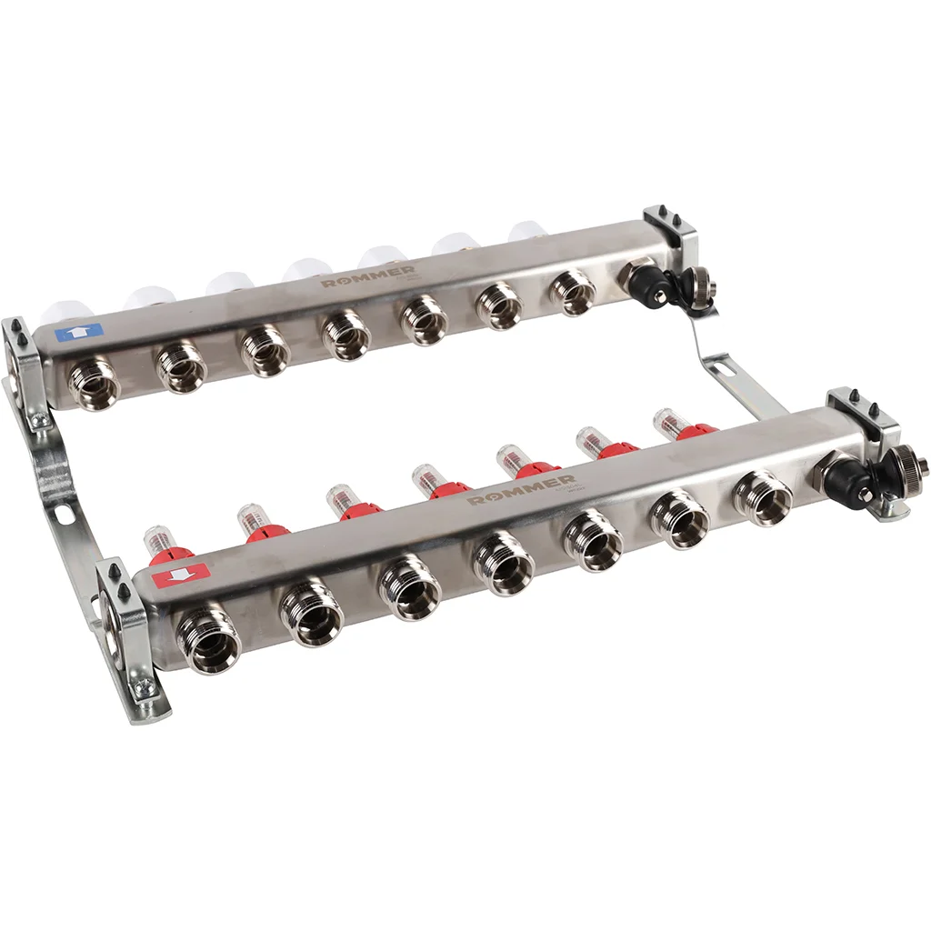 ROMMER RMS-1201-000007 ROMMER Коллектор из нержавеющей стали с расходомерами, с клапаном вып. воздуха и сливом 7 вых. ROMMER RMS-1201-000007 ROMMER Коллектор из нержавеющей стали с расходомерами, с клапаном вып. воздуха и сливом 7 вых.