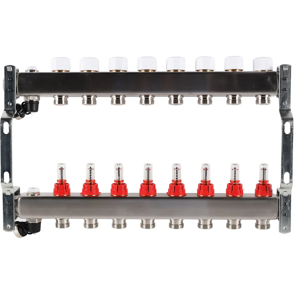 ROMMER RMS-1201-000008 ROMMER Коллектор из нержавеющей стали с расходомерами, с клапаном вып. воздуха и сливом 8 вых. ROMMER RMS-1201-000008 ROMMER Коллектор из нержавеющей стали с расходомерами, с клапаном вып. воздуха и сливом 8 вых.