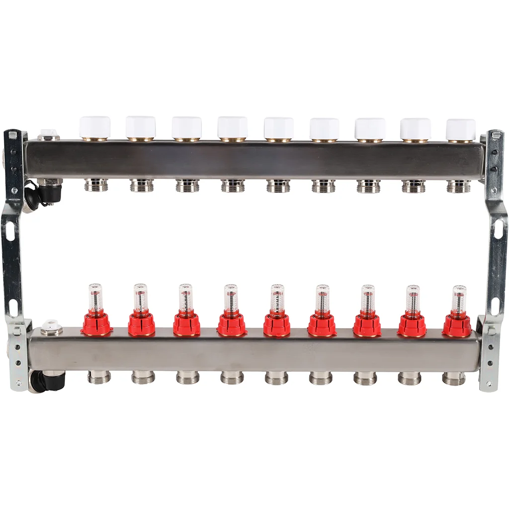 ROMMER RMS-1201-000009 ROMMER Коллектор из нержавеющей стали с расходомерами, с клапаном вып. воздуха и сливом 9 вых. ROMMER RMS-1201-000009 ROMMER Коллектор из нержавеющей стали с расходомерами, с клапаном вып. воздуха и сливом 9 вых.