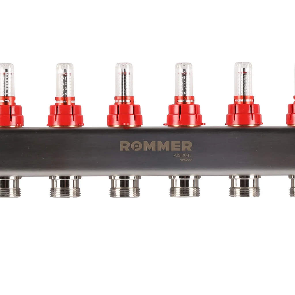 ROMMER RMS-1201-000009 ROMMER Коллектор из нержавеющей стали с расходомерами, с клапаном вып. воздуха и сливом 9 вых. ROMMER RMS-1201-000009 ROMMER Коллектор из нержавеющей стали с расходомерами, с клапаном вып. воздуха и сливом 9 вых.