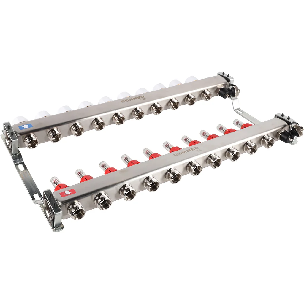ROMMER RMS-1201-000010 ROMMER Коллектор из нержавеющей стали с расходомерами, с клапаном вып. воздуха и сливом 10 вых. ROMMER RMS-1201-000010 ROMMER Коллектор из нержавеющей стали с расходомерами, с клапаном вып. воздуха и сливом 10 вых.