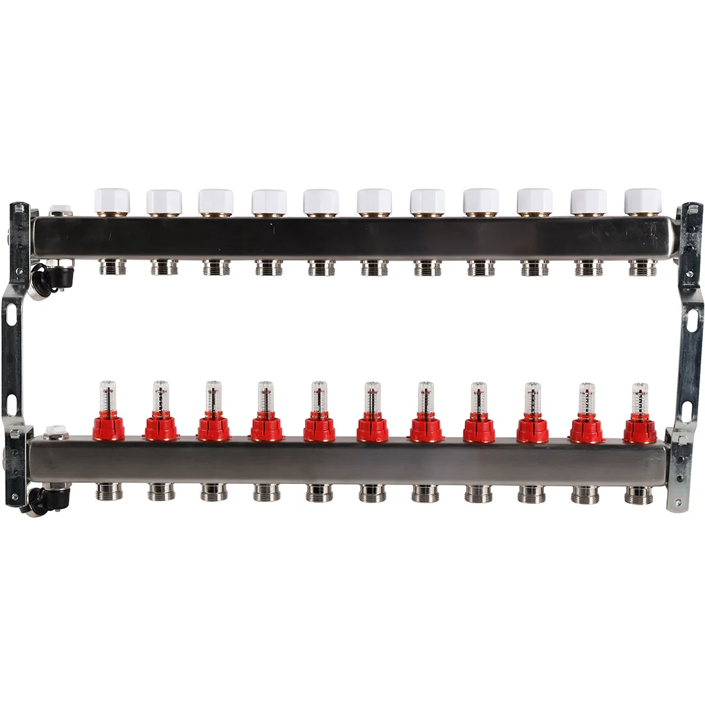 ROMMER RMS-1201-000011 ROMMER Коллектор из нержавеющей стали с расходомерами, с клапаном вып. воздуха и сливом 11 вых. ROMMER RMS-1201-000011 ROMMER Коллектор из нержавеющей стали с расходомерами, с клапаном вып. воздуха и сливом 11 вых.