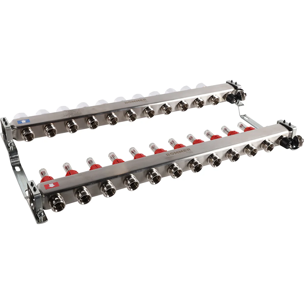 ROMMER RMS-1201-000011 ROMMER Коллектор из нержавеющей стали с расходомерами, с клапаном вып. воздуха и сливом 11 вых. ROMMER RMS-1201-000011 ROMMER Коллектор из нержавеющей стали с расходомерами, с клапаном вып. воздуха и сливом 11 вых.