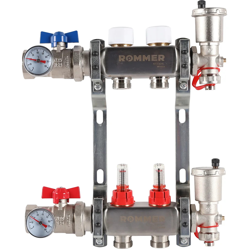 ROMMER RMS-1210-000002 ROMMER Коллектор из нержавеющей стали в сборе с расходомерами 2 вых. ROMMER RMS-1210-000002 ROMMER Коллектор из нержавеющей стали в сборе с расходомерами 2 вых.
