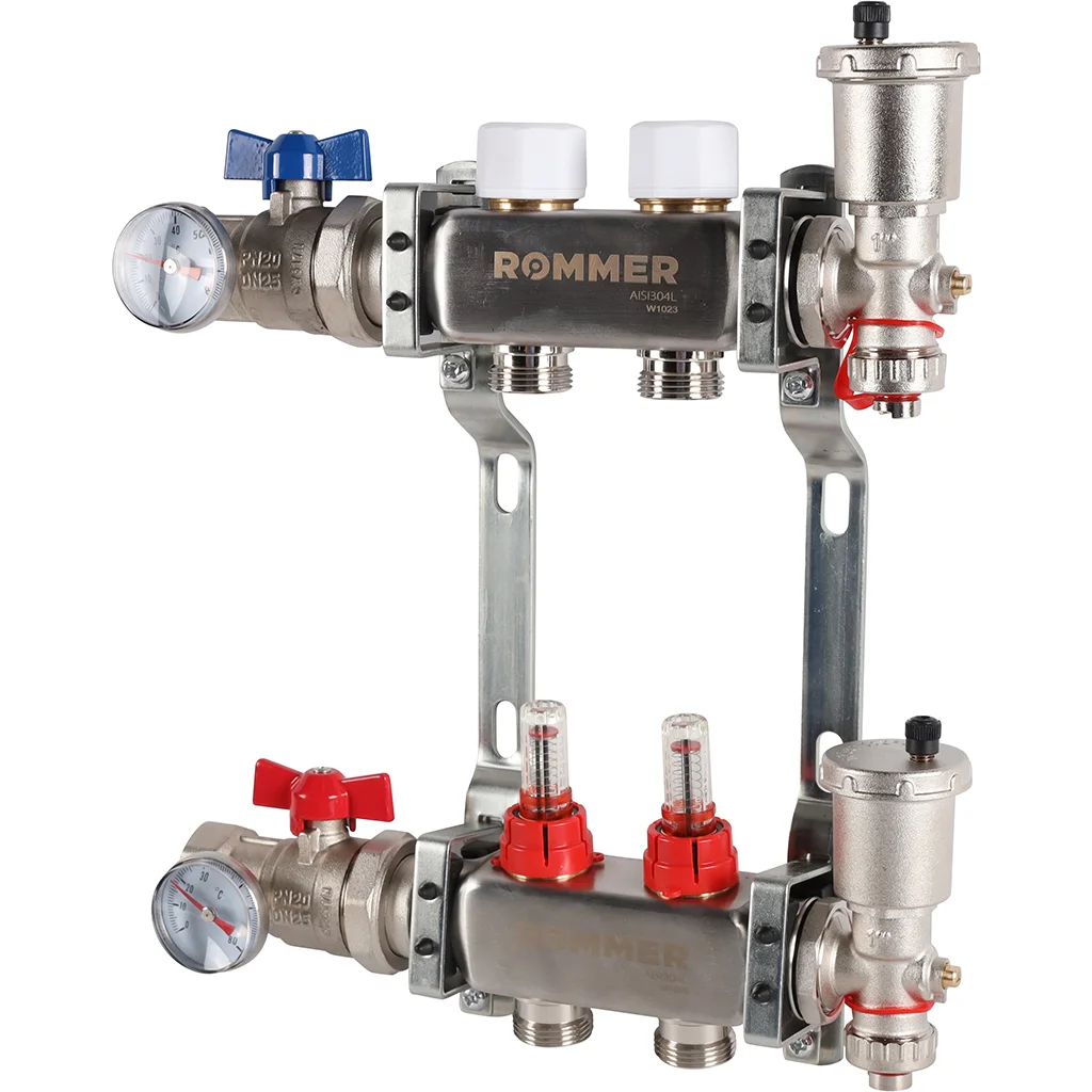 ROMMER RMS-1210-000002 ROMMER Коллектор из нержавеющей стали в сборе с расходомерами 2 вых. ROMMER RMS-1210-000002 ROMMER Коллектор из нержавеющей стали в сборе с расходомерами 2 вых.
