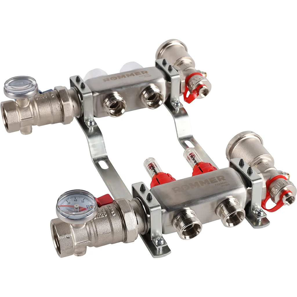 ROMMER RMS-1210-000002 ROMMER Коллектор из нержавеющей стали в сборе с расходомерами 2 вых. ROMMER RMS-1210-000002 ROMMER Коллектор из нержавеющей стали в сборе с расходомерами 2 вых.