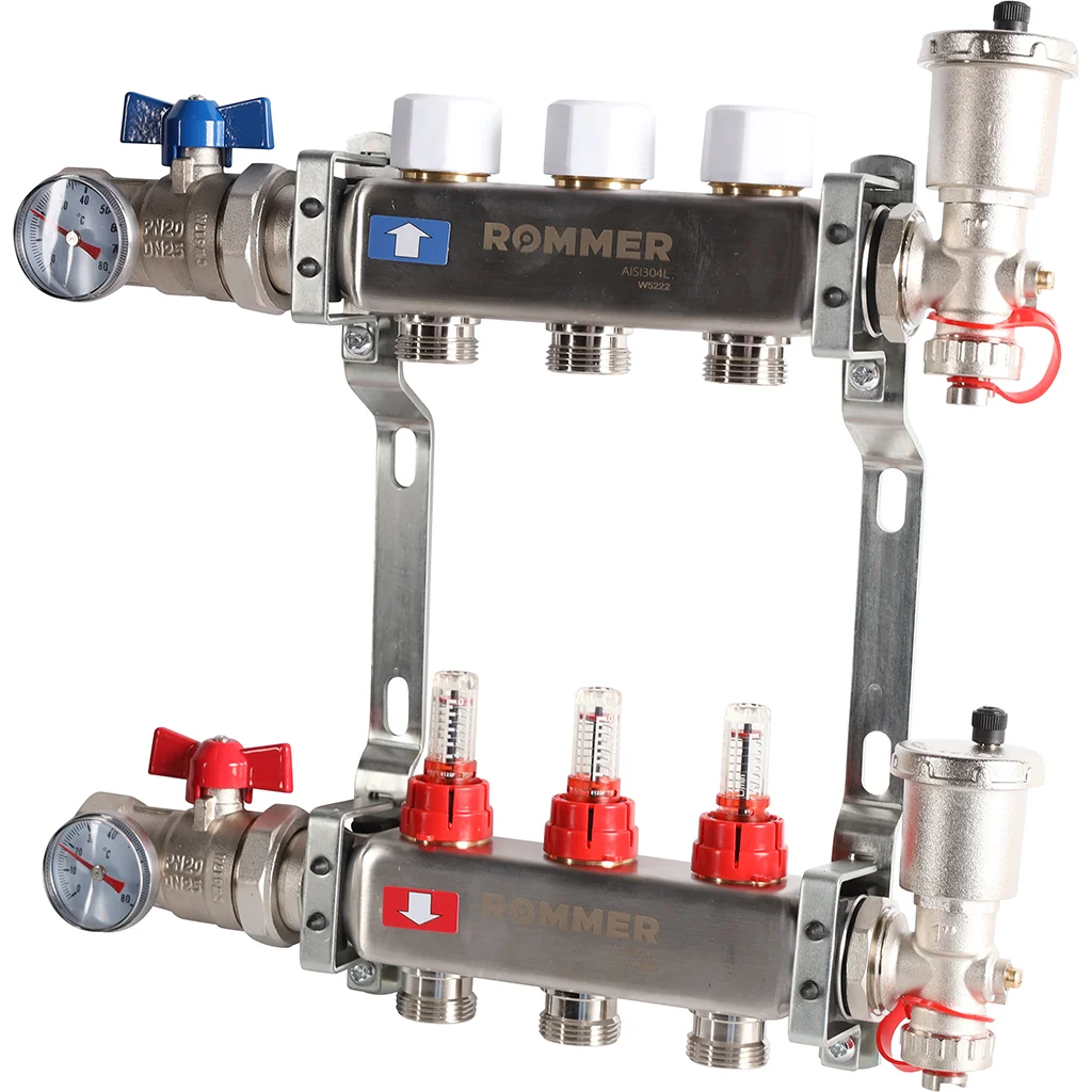 ROMMER RMS-1210-000003 ROMMER Коллектор из нержавеющей сталив сборе с расходомерами 3 вых. ROMMER RMS-1210-000003 ROMMER Коллектор из нержавеющей сталив сборе с расходомерами 3 вых.