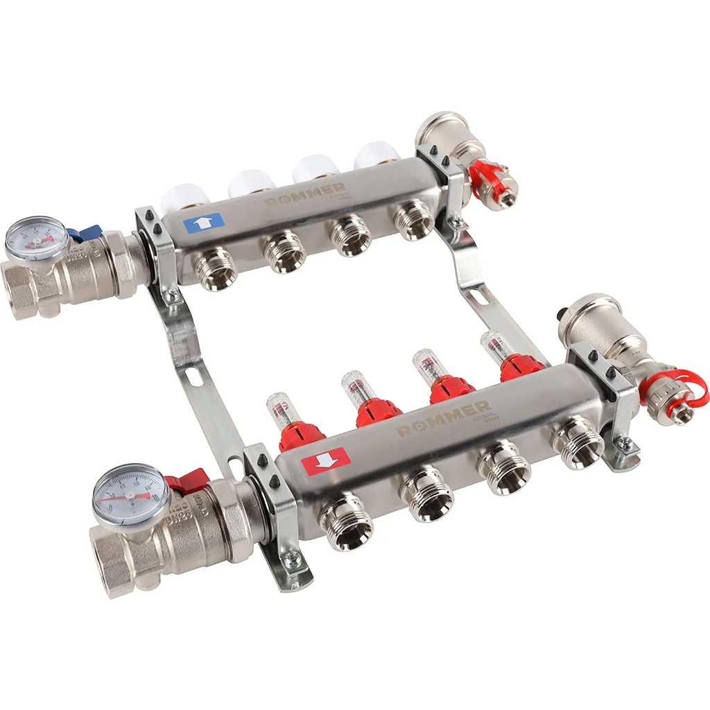 ROMMER RMS-1210-000004 ROMMER Коллектор из нержавеющей стали в сборе с расходомерами 4 вых. ROMMER RMS-1210-000004 ROMMER Коллектор из нержавеющей стали в сборе с расходомерами 4 вых.