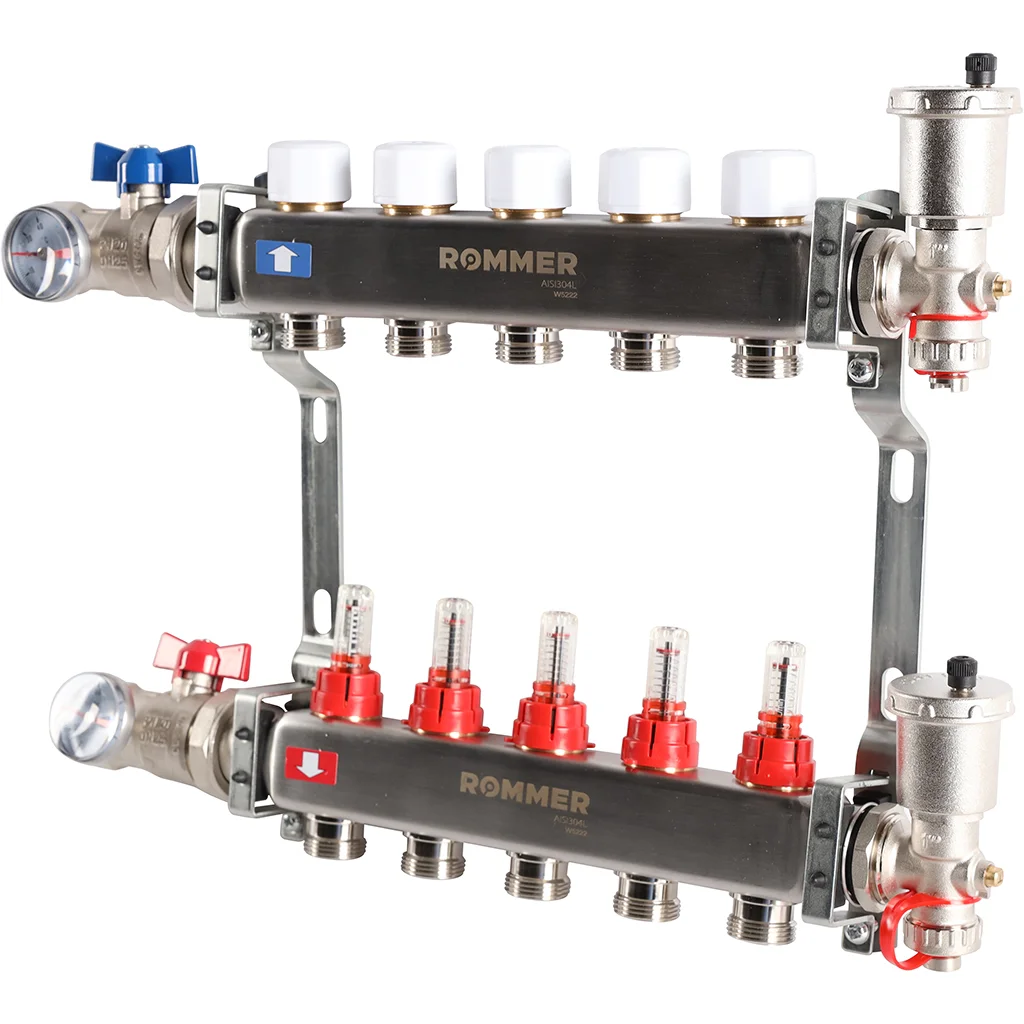 ROMMER RMS-1210-000005 ROMMER Коллектор из нержавеющей стали в сборе с расходомерами 5 вых. ROMMER RMS-1210-000005 ROMMER Коллектор из нержавеющей стали в сборе с расходомерами 5 вых.