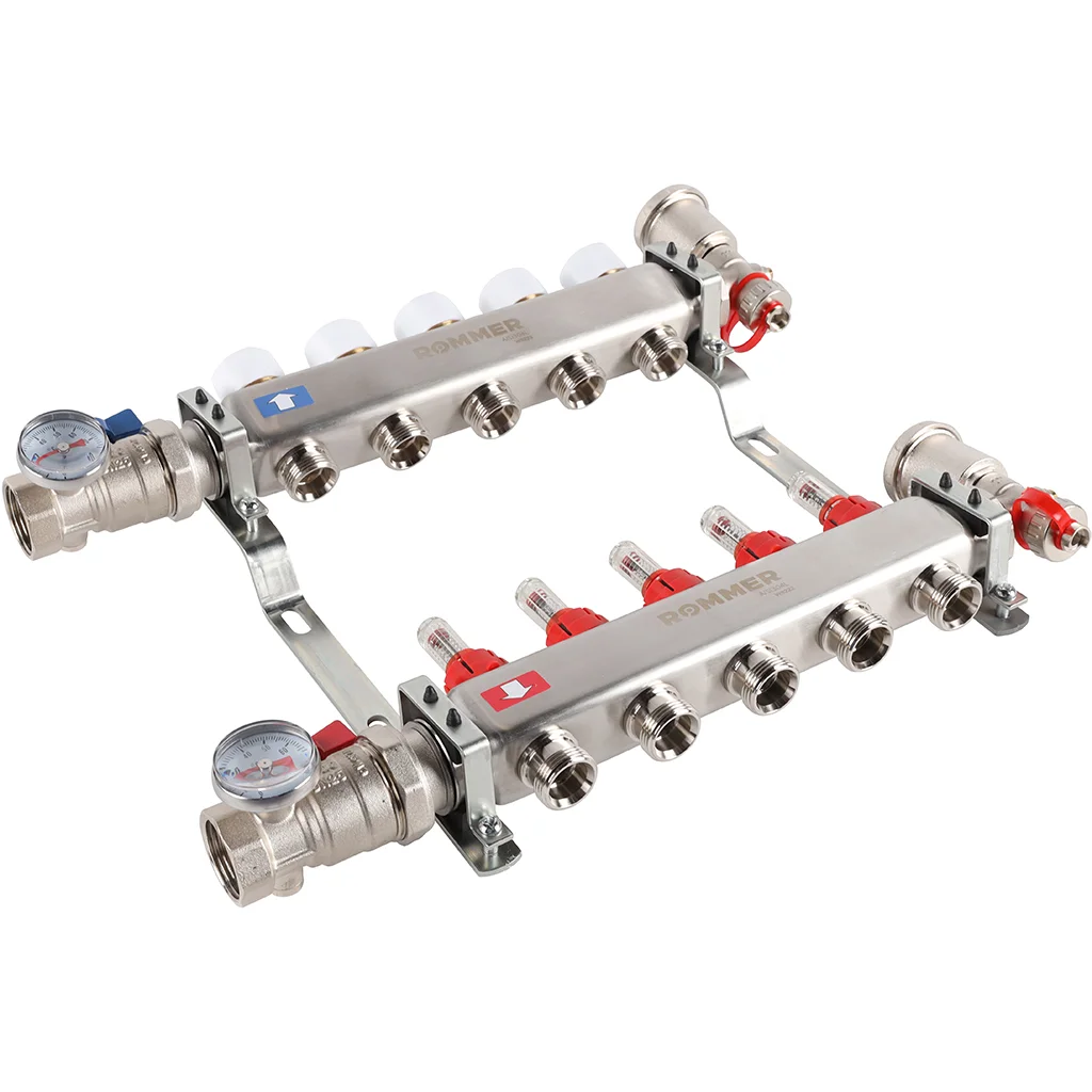 ROMMER RMS-1210-000005 ROMMER Коллектор из нержавеющей стали в сборе с расходомерами 5 вых. ROMMER RMS-1210-000005 ROMMER Коллектор из нержавеющей стали в сборе с расходомерами 5 вых.