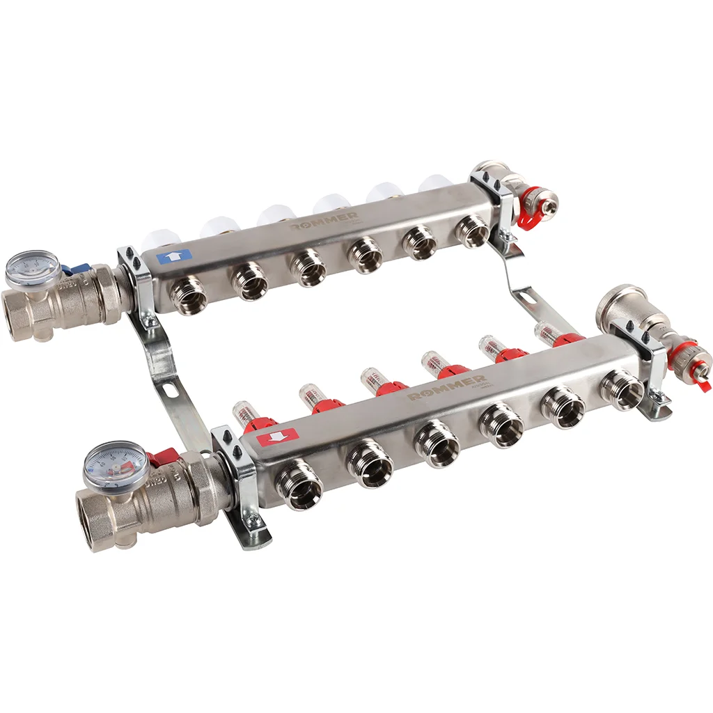 ROMMER RMS-1210-000006 ROMMER Коллектор из нержавеющей стали в сборе с расходомерами 6 вых. ROMMER RMS-1210-000006 ROMMER Коллектор из нержавеющей стали в сборе с расходомерами 6 вых.