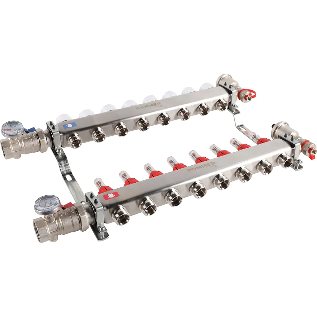 ROMMER RMS-1210-000008 ROMMER Коллектор из нержавеющей стали в сборе с расходомерами 8 вых. ROMMER RMS-1210-000008 ROMMER Коллектор из нержавеющей стали в сборе с расходомерами 8 вых.