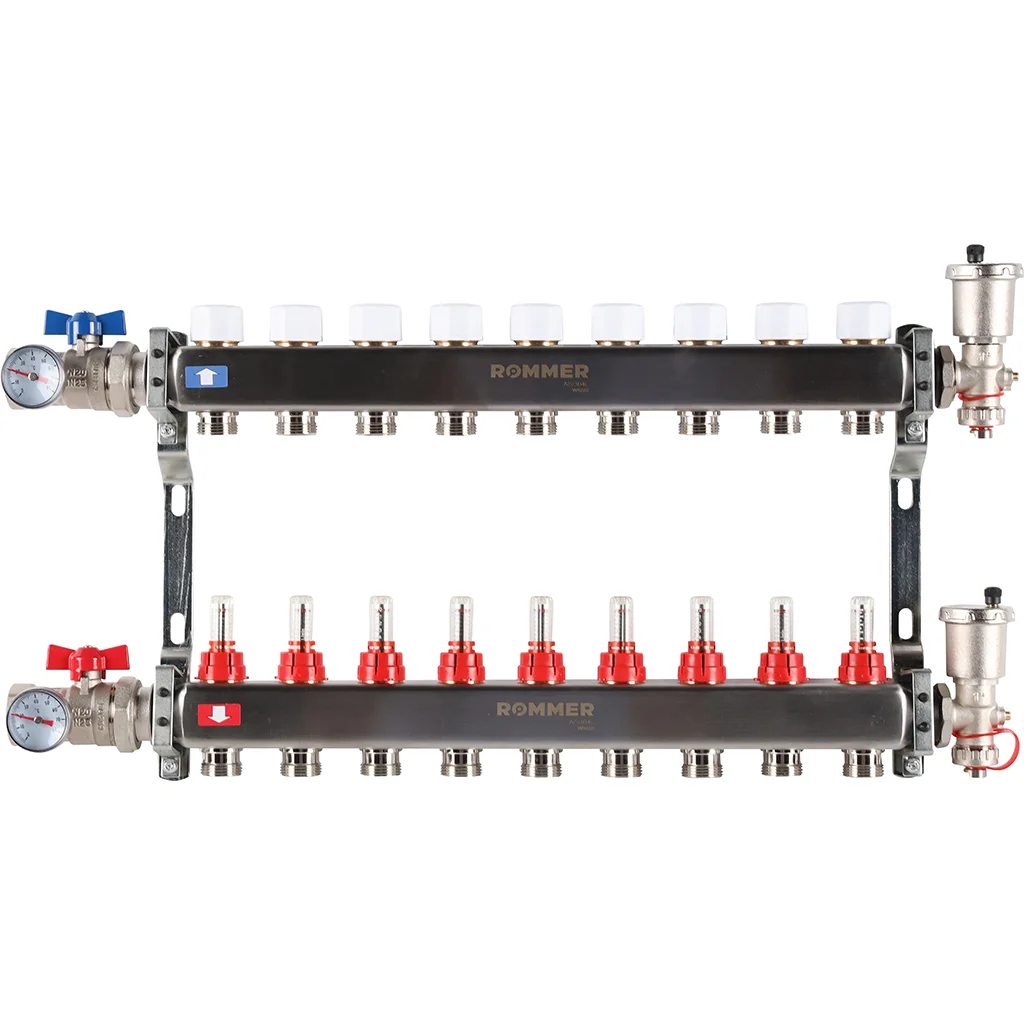 ROMMER RMS-1210-000009 ROMMER Коллектор из нержавеющей стали в сборе с расходомерами 9 вых. ROMMER RMS-1210-000009 ROMMER Коллектор из нержавеющей стали в сборе с расходомерами 9 вых.