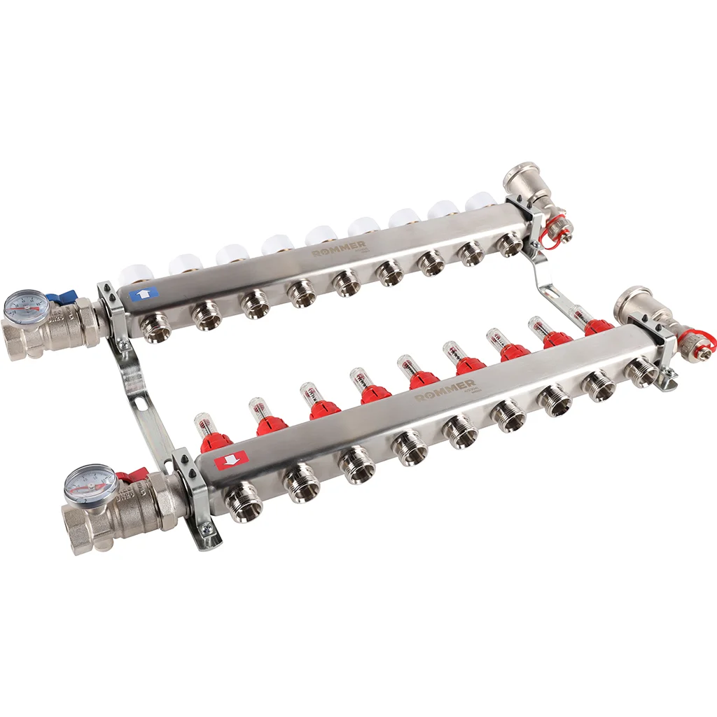ROMMER RMS-1210-000009 ROMMER Коллектор из нержавеющей стали в сборе с расходомерами 9 вых. ROMMER RMS-1210-000009 ROMMER Коллектор из нержавеющей стали в сборе с расходомерами 9 вых.