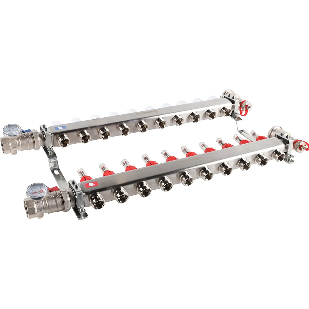 ROMMER RMS-1210-000010 ROMMER Коллектор из нержавеющей стали в сборе с расходомерами 10 вых. ROMMER RMS-1210-000010 ROMMER Коллектор из нержавеющей стали в сборе с расходомерами 10 вых.