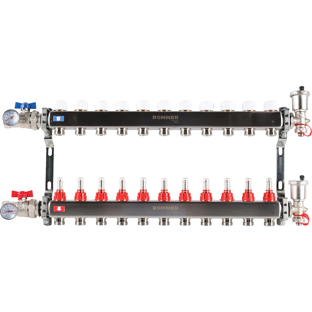 ROMMER RMS-1210-000011 ROMMER Коллектор из нержавеющей стали в сборе с расходомерами 11 вых. ROMMER RMS-1210-000011 ROMMER Коллектор из нержавеющей стали в сборе с расходомерами 11 вых.