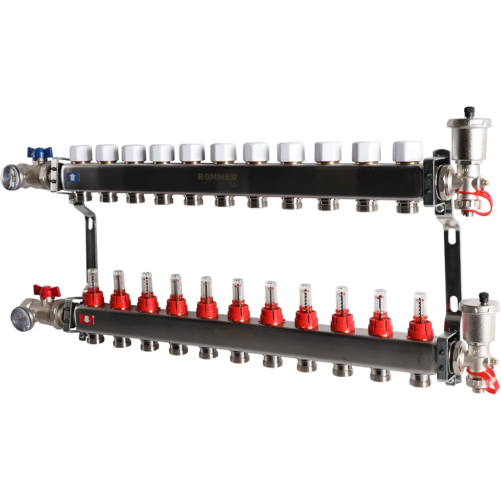 ROMMER RMS-1210-000011 ROMMER Коллектор из нержавеющей стали в сборе с расходомерами 11 вых. ROMMER RMS-1210-000011 ROMMER Коллектор из нержавеющей стали в сборе с расходомерами 11 вых.