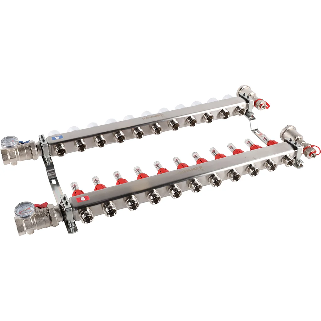 ROMMER RMS-1210-000011 ROMMER Коллектор из нержавеющей стали в сборе с расходомерами 11 вых. ROMMER RMS-1210-000011 ROMMER Коллектор из нержавеющей стали в сборе с расходомерами 11 вых.