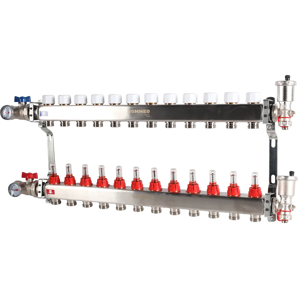 ROMMER RMS-1210-000012 ROMMER Коллектор из нержавеющей стали в сборе с расходомерами 12 вых. ROMMER RMS-1210-000012 ROMMER Коллектор из нержавеющей стали в сборе с расходомерами 12 вых.